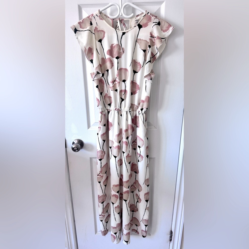Wilfred White and Pink Floral Midi Dress